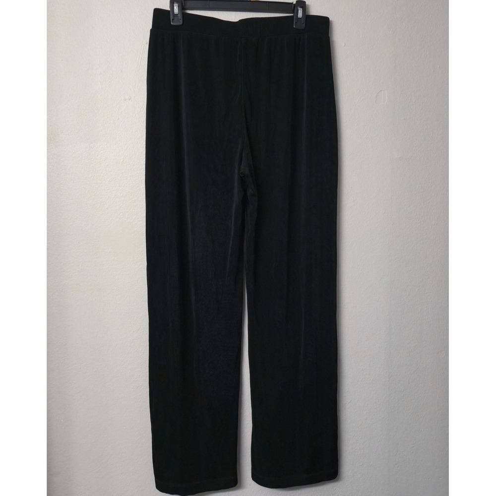 Chicos Travelers Black Slinky Knit Straight Leg Pants Size 2 Elastic Waist 0211